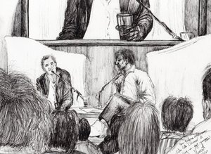 Interjú Hay on Wye-ban, 2007, (tinta, papír) alkotó: Vincent Alexander Booth