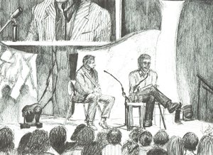 Interjú Johnny Walkerrel; 2007; (tinta papíron) alkotó: Vincent Alexander Booth