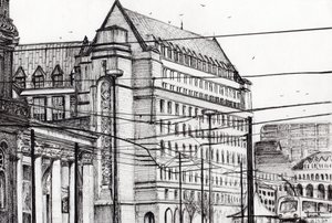 Manchesteri városháza, 2007, (tinta papíron) alkotó: Vincent Alexander Booth