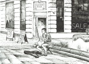 Zenész St. Anns Square, 2016, (Tinta papíron) alkotó: Vincent Alexander Booth