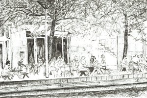 Kancsó és zongorabár Manchester, 2005, (Tinta papíron) alkotó: Vincent Alexander Booth