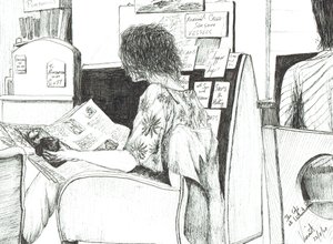 Olvasás a Waterstones könyvesboltban, Manchester, 2007 alkotó: Vincent Alexander Booth