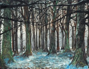 Stag and Runner Lyme Park, 2016, (olaj, vászon tábla) alkotó: Vincent Alexander Booth
