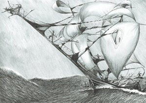 Storm Creators Kaszpi-tenger, 2017, (tinta papírra) alkotó: Vincent Alexander Booth