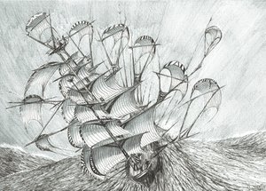 Storm Creators Dél-kínai-tenger, 2017, (tinta papíron) alkotó: Vincent Alexander Booth