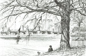 A Charles folyó, Boston. 2003, (Tinta papíron) alkotó: Vincent Alexander Booth