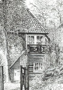 The Log House, 2019, (tus, papír) alkotó: Vincent Alexander Booth