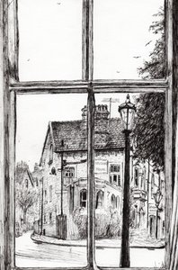 Kilátás az Old Hall Hotel Buxtonból, 2009, (tus, papír) alkotó: Vincent Alexander Booth