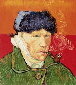 Önarckép bekötözött füllel és pipával, 1889. alkotó: Vincent van Gogh
