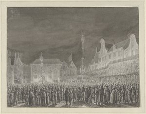 A Franciaországgal kötött szövetség kikiáltásának ünnepe a haarlemi Grote Markt-on, 1795