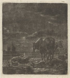 Éjszakai táj alvó pásztorral és szarvasmarhával alkotó: Vincent Laurensz. van der Vinne (II)