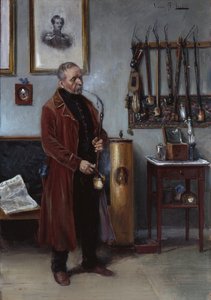 Férfi merskum pipával a belső térben (olaj, vászon) alkotó: Vincent Stoltenberg-Lerche