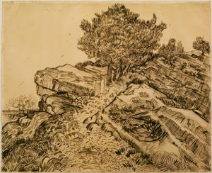 A Montmajour-szikla fenyőfákkal alkotó: Vincent van Gogh