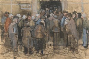 A szegények és a pénz (tömeg az Állami Lottótársaság irodája előtt). 1882 alkotó: Vincent van Gogh