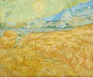 Aratás, kukoricamező kaszással (La moisson). 1889 alkotó: Vincent van Gogh