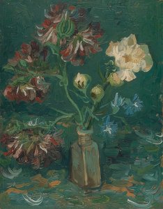 Palack bazsarózsával és delphiniummal. 1886 alkotó: Vincent van Gogh