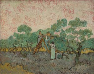 Olajbogyó betakarítású nők. 1889 alkotó: Vincent van Gogh
