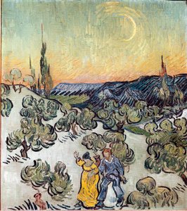 Táj alkonyatkor (Saint Remy vagy Saint-Remy). Vincent Van Gogh (1853-1890) festménye alkotó: Vincent van Gogh