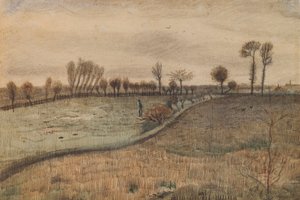 Táj csonkolt fűzfákkal (hátoldal: alak tájban) alkotó: Vincent van Gogh