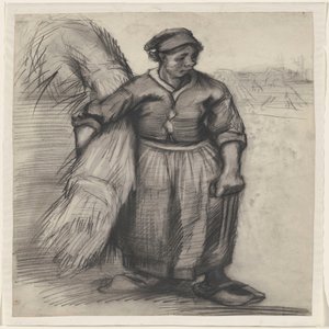 Gabonakévét vivő parasztasszony, elölnézetben alkotó: Vincent van Gogh