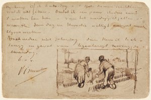 Képeslap két paraszt ásással alkotó: Vincent van Gogh