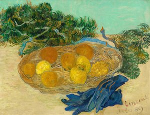 Narancs és citrom csendélet kék kesztyűvel alkotó: Vincent van Gogh