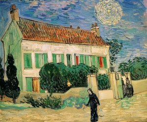 Fehér ház éjjel. 1890. június alkotó: Vincent van Gogh
