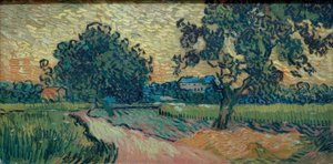Két körtefa és az auversi kastély (táj a alkotó: Vincent van Gogh