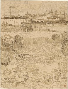 Arles. Kilátás a búzamezőkről (1888) alkotó: Vincent van Gogh