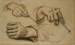 Tanulmány, három kéz, két tartóvilla F 1161r JH 746 alkotó: Vincent van Gogh