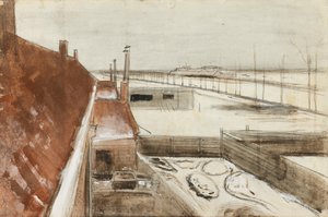 Kilátás a Vincents stúdió ablakából télen II (1883) alkotó: Vincent van Gogh