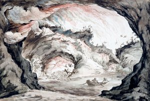 Tragikus jelenet, díszletvázlat (akvarell) alkotó: Vincenzo Bonomini