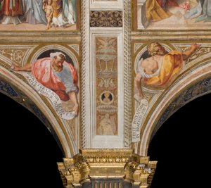 Központi hajó, Plume második és harmadik fesztáv észak, Vincenzo Campi 1573, mellszobrok prófétákkal