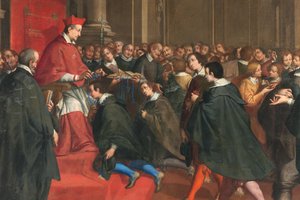 Milánó, San Francesco da Paola templom, Fratelli Campi, Federico bíboros szervezi a keresztény tanítás mestereinek csoportját alkotó: Vincenzo and Campi Antonio Campi