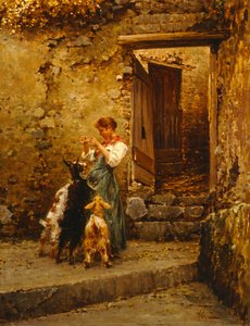 Paraszt kecskékkel (olaj, vászon) alkotó: Vincenzo Caprile