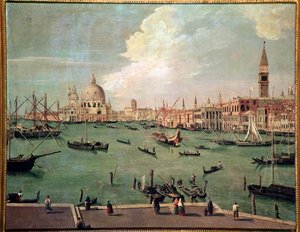 Kilátás a velencei Szent Márk medencéjére, háttérben a Santa Maria della Salute bazilikával Vincenzo Chilone festménye (1758-1839) Mérete 100x135 cm Velence, Museo Correr, n 151