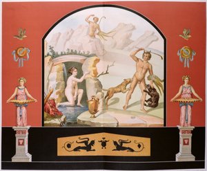 Actaeon felfedezi Diana istennőt a fürdőjében, a pompeji Sallust-ház freskójának rekonstrukciója. alkotó: Vincenzo Loria