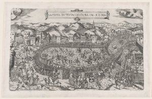 A római nagyszerűség tükre: karneváli játékok a római Testaccio-hegyben, 1558., 1558 alkotó: Vincenzo Luchino