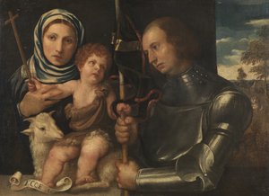 Szent János csecsemő egy női szenttel és egy harcos szenttel, 1510-20 alkotó: Vincenzo di Biagio Catena