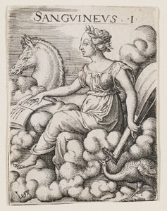 Szangvinikus temperamentum, 1530-62 körül (metszet) alkotó: Virgilius the elder Solis