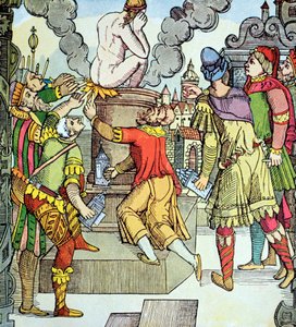 Vergilius bosszúja, Virgil Solis 16. századi fametszete (fametszet) alkotó: Virgilius the elder Solis