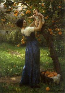 Anya és gyermeke egy narancsligetben (olaj, vászon) alkotó: Virginie Demont Breton