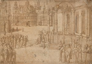 Carpaccio után - Szűz Mária bemutatása a templomban 1500-20 körül alkotó: Vittore Carpaccio