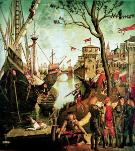 Arrival of Saint Ursula in Cologne During the Siege by the Huns The Legend of Saint Ursula, 1490 alkotó: Vittore Carpaccio