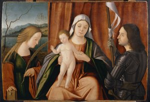 Madonna és gyermeke Alexandriai Katalin szentekkel és Györggyel vagy Liberale-lel alkotó: Vittore Carpaccio