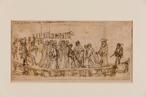 Conan angol herceg búcsút vesz apjától (toll és tinta krétával a papíron) (recto of 5933931) alkotó: Vittore Carpaccio