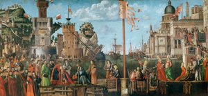 Etherius és Ursula találkozása és a zarándokok indulása a Szent Orsolya-ciklusból, eredetileg a velencei Scuola di Sant