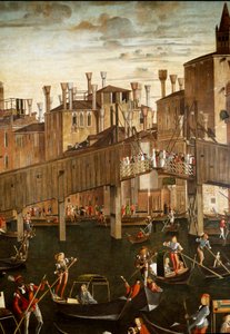 A Szent Kereszt ereklyéjének csodája a velencei Rialto-hídnál, részlet. Vittore Scarpazza dit Vittore Carpaccio festménye (1460-1525) alkotó: Vittore Carpaccio