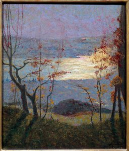 Reggel. Őszi táj fákkal. Vittore Grubicy Di Dragon festménye (1851-1920) Ec. Ital., 20. század. Olajfestmény. Mérete: 0,47 x 0,41 m. Párizs, Musee d