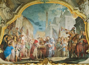 Fasti, Aldrovandi család, Vittorio Maria Bigari (1692-1776), freskó, Aldrovandi Montanari palota, Bologna, Olaszország